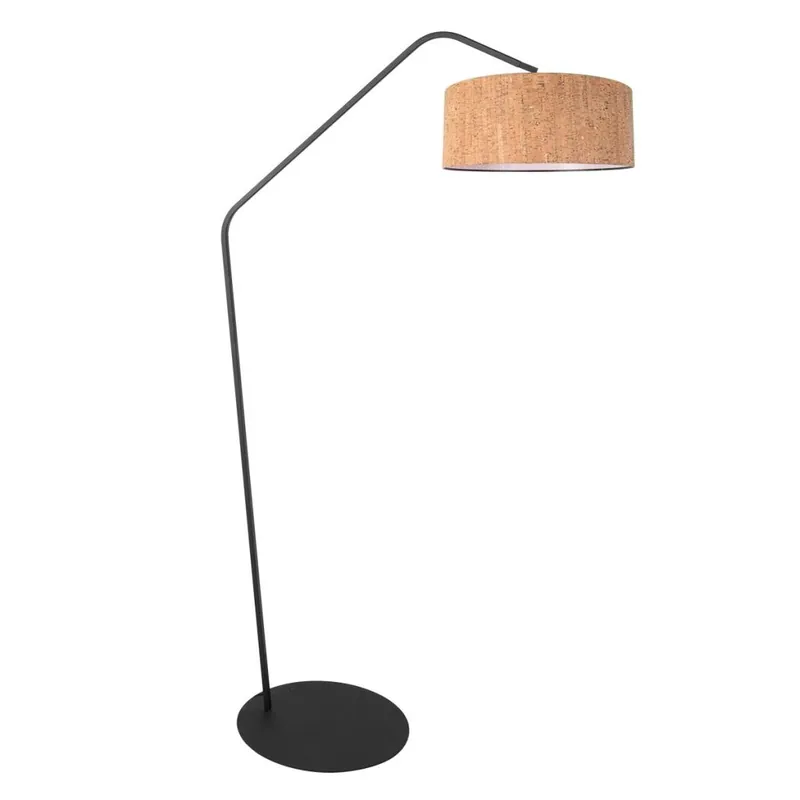 Steinhauer - Zwarte vloerlamp Zig-Zag met kurk kap Ø50cm Uitverkoop