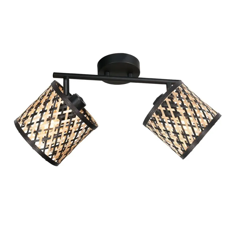 Steinhauer - Plafondlamp 2-lichts Sumba met bamboe kappen Ø12cm Hoge Kwaliteit