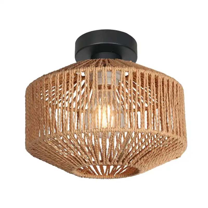 Veilige Betaling Steinhauer - Plafondlamp Ropex met rotan kap Ø23cm