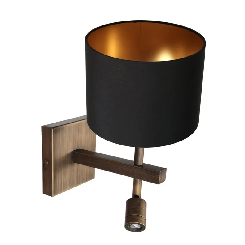 Steinhauer - Wandlamp Stang met zwarte kap Speciale Aanbieding